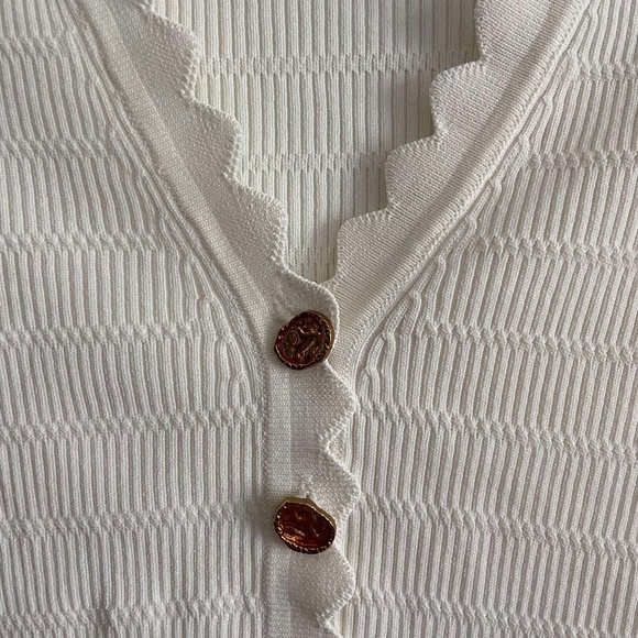 SANDRO WOOL CROP CARDIGAN GOLD BUTTONS SHORT SLEEVE CUTESY PREP ACADEMIA BRIDAL - Picture 3 of 8